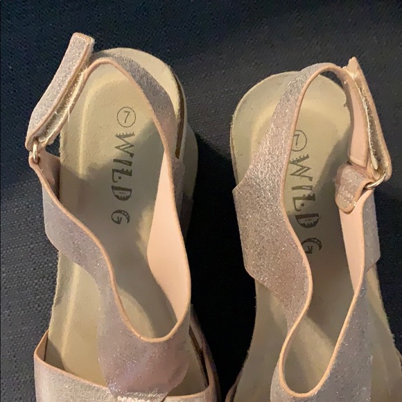 Pink Sparkle Wedge Sandles - Picture 3 of 3